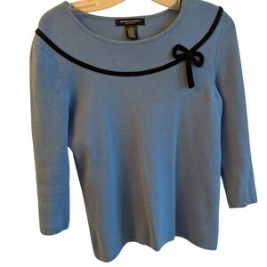 Blue Crew Neck Sweater with Black Trim